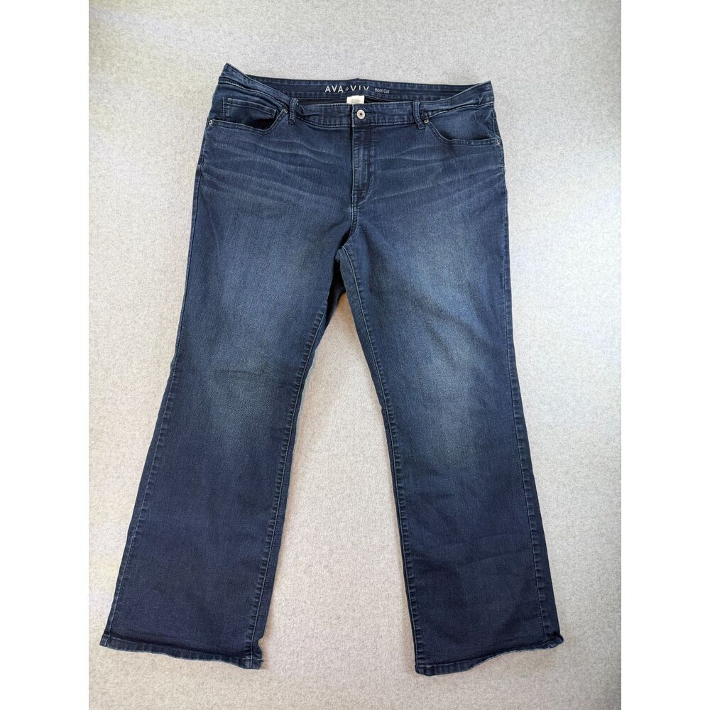 Ava & Viv Women's 22W Boot Cut Jeans Dark Wash Stretch Denim Plus Size